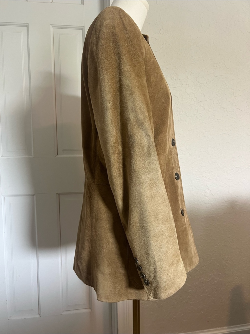 Women’s Lauren Ralph Lauren Suede Leather Blazer Jacket Tan Size Medium Western - Picture 5 of 12